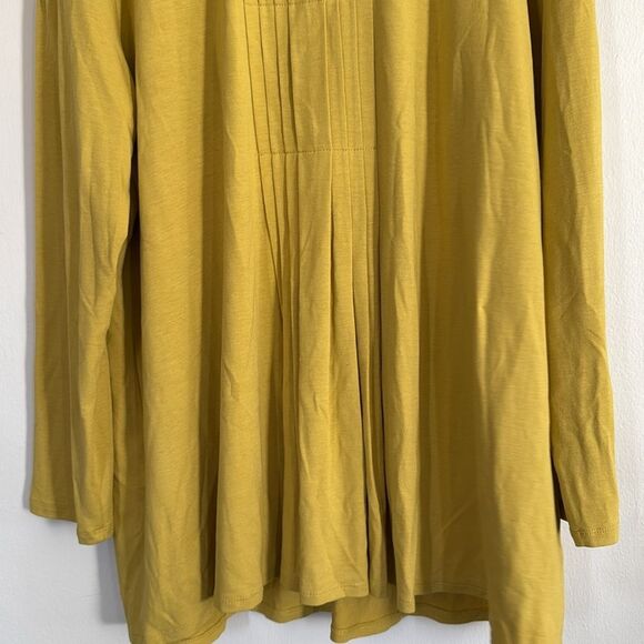 J. Jill Mustard Yellow Long Sleeve Tunic Top XL Pleated Back Stretch Blouse - Picture 6 of 9